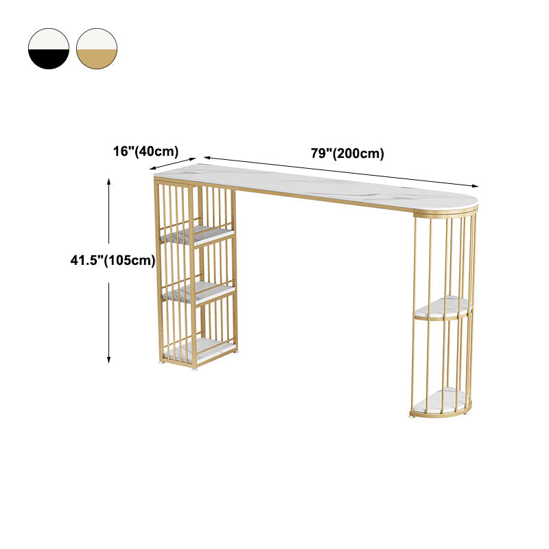 Luxurious Bar Table 42-inch Height White Stone Top and Iron Base Bistro Table Clearhalo 'Bar Furniture' 'Bar Tables' 'bar_tables' 'furn' 'furn_bar_tables' 'Furniture' 'furniture_bar_tables' 'Kitchen & Dining Furniture' 4852270