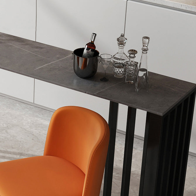 Industrial Bar Table 42-inch Height Stone Top and Steel Base Bistro Table Clearhalo 'Bar Furniture' 'Bar Tables' 'bar_tables' 'furn' 'furn_bar_tables' 'Furniture' 'furniture_bar_tables' 'Kitchen & Dining Furniture' 4852274