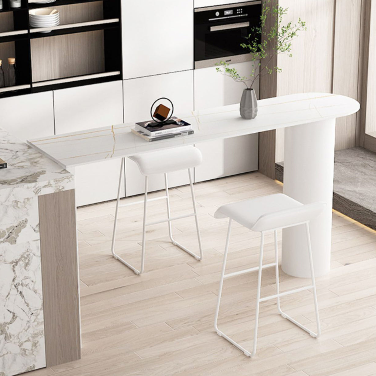 Contemporary Bar Table Stone Pub Table with Iron Base for Dining Room Clearhalo 'Bar Furniture' 'Bar Tables' 'bar_tables' 'furn' 'furn_bar_tables' 'Furniture' 'furniture_bar_tables' 'Kitchen & Dining Furniture' 4852294