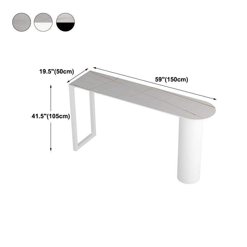 Contemporary Bar Table Stone Pub Table with Iron Base for Dining Room Clearhalo 'Bar Furniture' 'Bar Tables' 'bar_tables' 'furn' 'furn_bar_tables' 'Furniture' 'furniture_bar_tables' 'Kitchen & Dining Furniture' 4852297