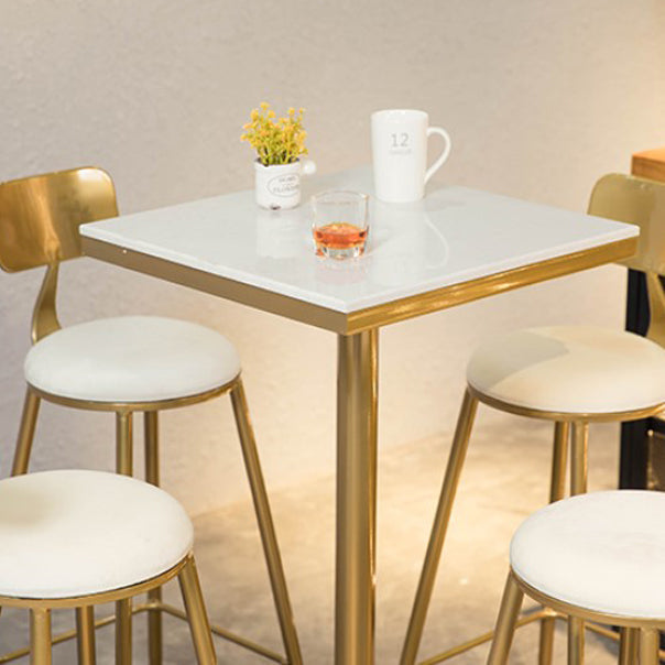 Artificial Marble Bar Table Glam Style Gold Base Bistro Table for Coffee Shop Clearhalo 'Bar Furniture' 'Bar Tables' 'bar_tables' 'Furniture' 'furniture_bar_tables' 'Kitchen & Dining Furniture' 4852307