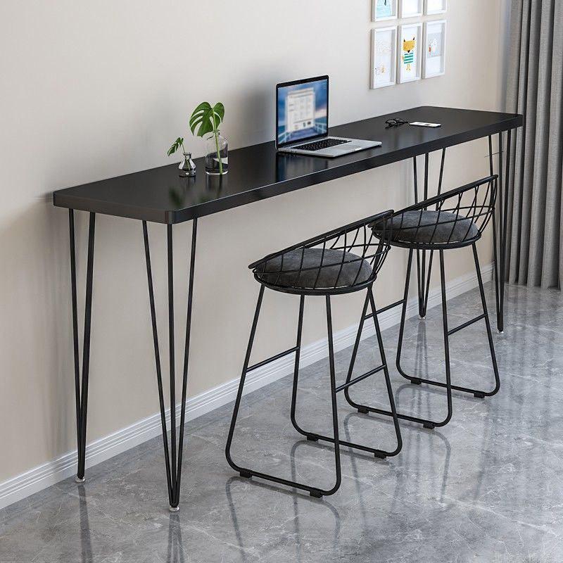 Industrial Style Rectangle Wood Top Counter Table 42-inch Height Modern Bar Table Black Without Chairs Clearhalo 'Bar Furniture' 'Bar Tables' 'bar_tables' 'furn' 'furn_bar_tables' 'Furniture' 'furniture_bar_tables' 'Kitchen & Dining Furniture' 4852358