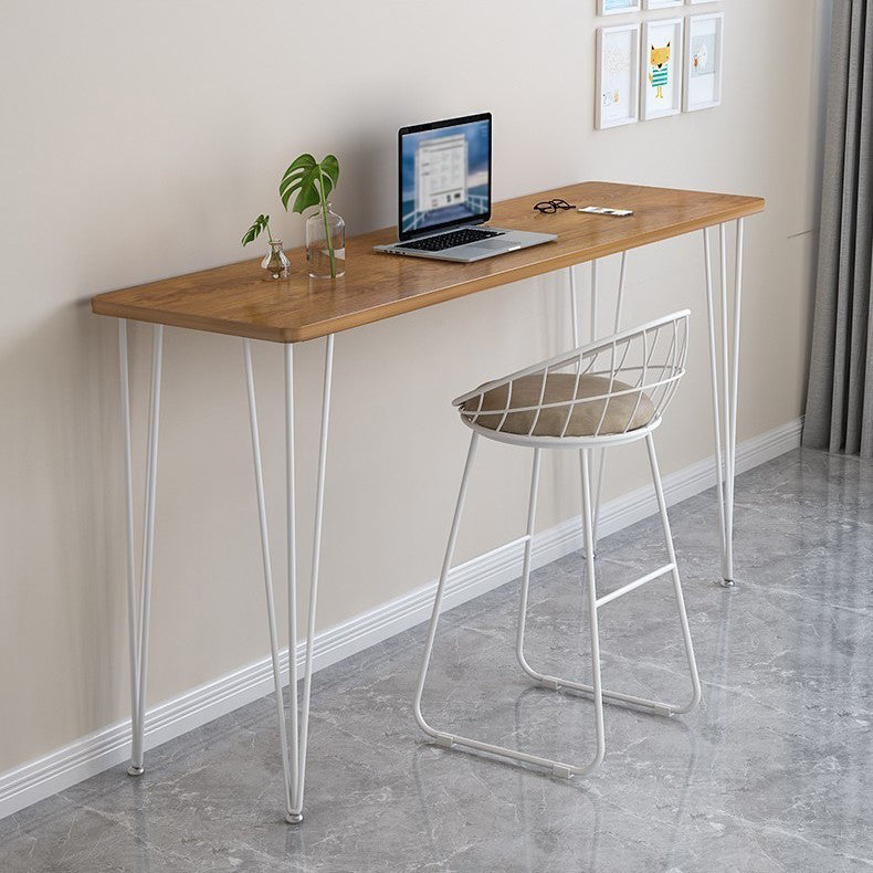 Industrial Style Rectangle Wood Top Counter Table 42-inch Height Modern Bar Table White-Brown Without Chairs Clearhalo 'Bar Furniture' 'Bar Tables' 'bar_tables' 'furn' 'furn_bar_tables' 'Furniture' 'furniture_bar_tables' 'Kitchen & Dining Furniture' 4852359