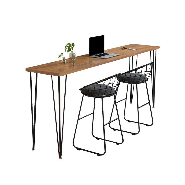 Industrial Style Rectangle Wood Top Counter Table 42-inch Height Modern Bar Table Black-Brown Without Chairs Clearhalo 'Bar Furniture' 'Bar Tables' 'bar_tables' 'furn' 'furn_bar_tables' 'Furniture' 'furniture_bar_tables' 'Kitchen & Dining Furniture' 4852361