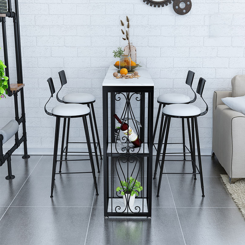 Industrial Style Bar Table Stone Top 42-inch Height Pub Table for Living Room 70.9"L x 15.7"W x 41.3"H Without Chairs Clearhalo 'Bar Furniture' 'Bar Tables' 'bar_tables' 'furn' 'furn_bar_tables' 'Furniture' 'furniture_bar_tables' 'Kitchen & Dining Furniture' 4852375