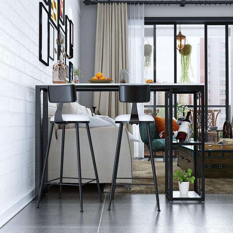 Industrial Style Bar Table Stone Top 42-inch Height Pub Table for Living Room 63"L x 15.7"W x 41.3"H Without Chairs Clearhalo 'Bar Furniture' 'Bar Tables' 'bar_tables' 'furn' 'furn_bar_tables' 'Furniture' 'furniture_bar_tables' 'Kitchen & Dining Furniture' 4852376