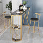 Glam Style Bar Table Stone Top Pub Table with Cabinet for Dining Room 70.9"L x 15.7"W x 41.3"H Black Without Chairs Clearhalo 'Bar Furniture' 'Bar Tables' 'bar_tables' 'furn' 'furn_bar_tables' 'Furniture' 'furniture_bar_tables' 'Kitchen & Dining Furniture' 4852391