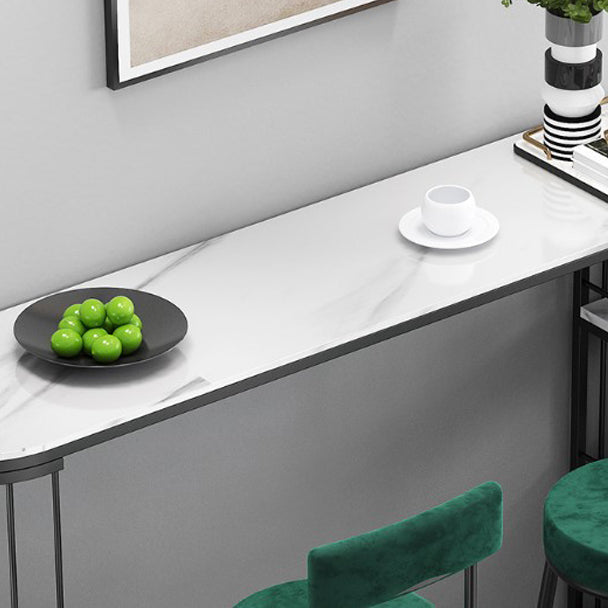 Glam Style Bar Table Stone Pub Table with Iron Shelf for Dining Room, Only Table Clearhalo 'Bar Furniture' 'Bar Tables' 'bar_tables' 'Furniture' 'furniture_bar_tables' 'Kitchen & Dining Furniture' 4852413
