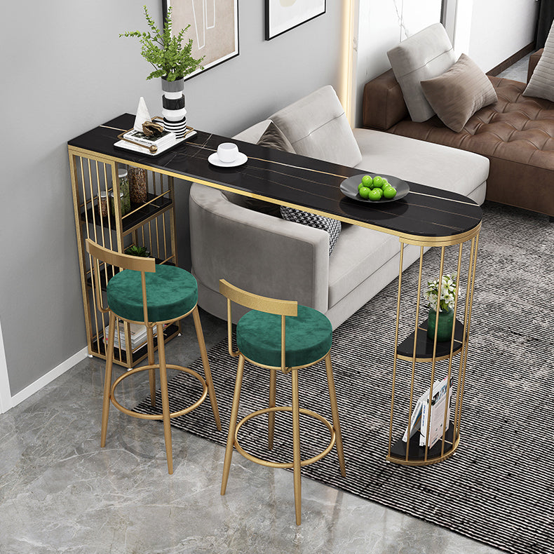 Glam Style Bar Table Stone Pub Table with Iron Shelf for Dining Room, Only Table Clearhalo 'Bar Furniture' 'Bar Tables' 'bar_tables' 'Furniture' 'furniture_bar_tables' 'Kitchen & Dining Furniture' 4852417