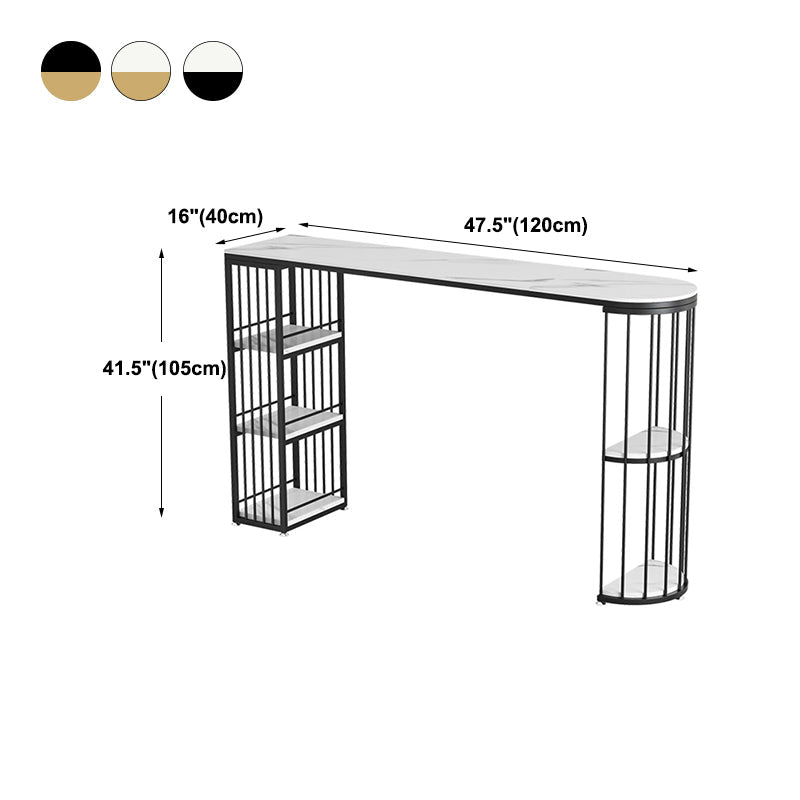 Glam Style Bar Table Stone Pub Table with Iron Shelf for Dining Room, Only Table Clearhalo 'Bar Furniture' 'Bar Tables' 'bar_tables' 'Furniture' 'furniture_bar_tables' 'Kitchen & Dining Furniture' 4852420