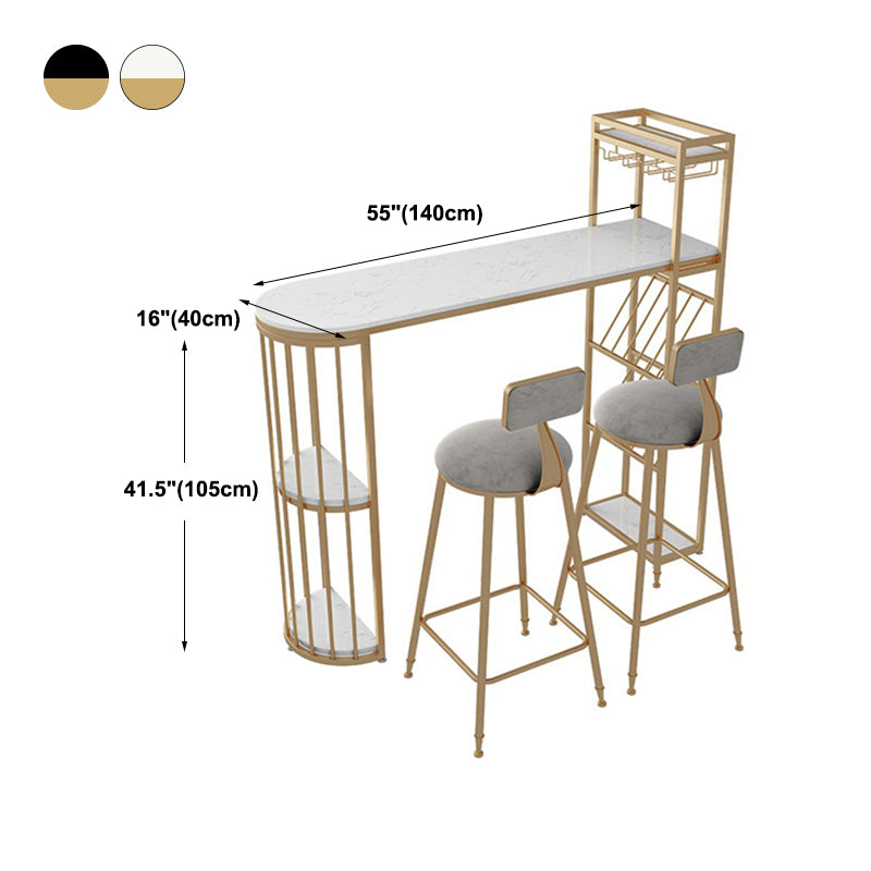 Nordic Bar Table Artificial Marble Pub Table with Shelf for Dining Room, Only Table Clearhalo 'Bar Furniture' 'Bar Tables' 'bar_tables' 'furn' 'furn_bar_tables' 'Furniture' 'furniture_bar_tables' 'Kitchen & Dining Furniture' 4852437