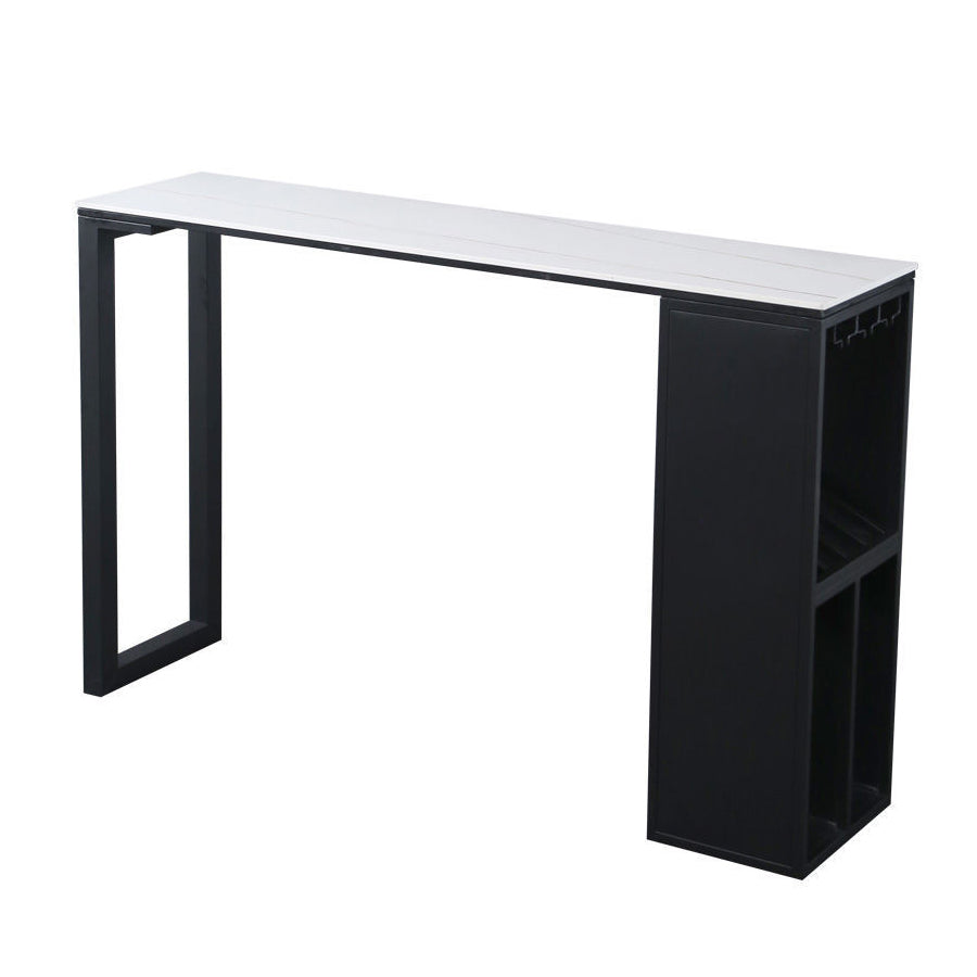 Industrial Style Bar Table Stone Top 42-inch Height Pub Table for Dining Room White Gold Without Chairs Clearhalo 'Bar Furniture' 'Bar Tables' 'bar_tables' 'furn' 'furn_bar_tables' 'Furniture' 'furniture_bar_tables' 'Kitchen & Dining Furniture' 4852448