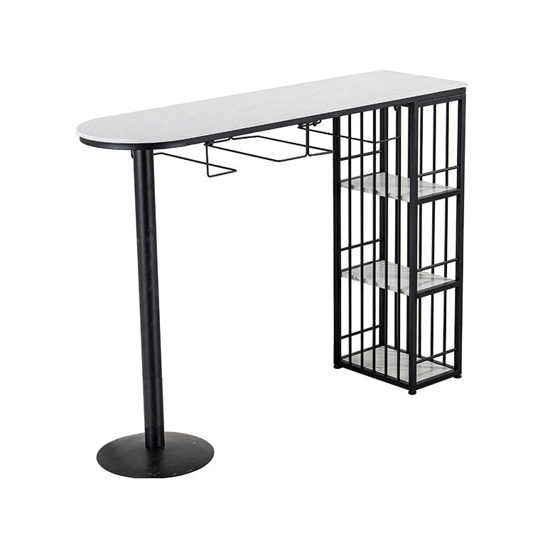 Modern Bar Table Artificial Marble Top 42-inch Height Pub Table for Dining Room Black Without Chairs Clearhalo 'Bar Furniture' 'Bar Tables' 'bar_tables' 'furn' 'furn_bar_tables' 'Furniture' 'furniture_bar_tables' 'Kitchen & Dining Furniture' 4852463