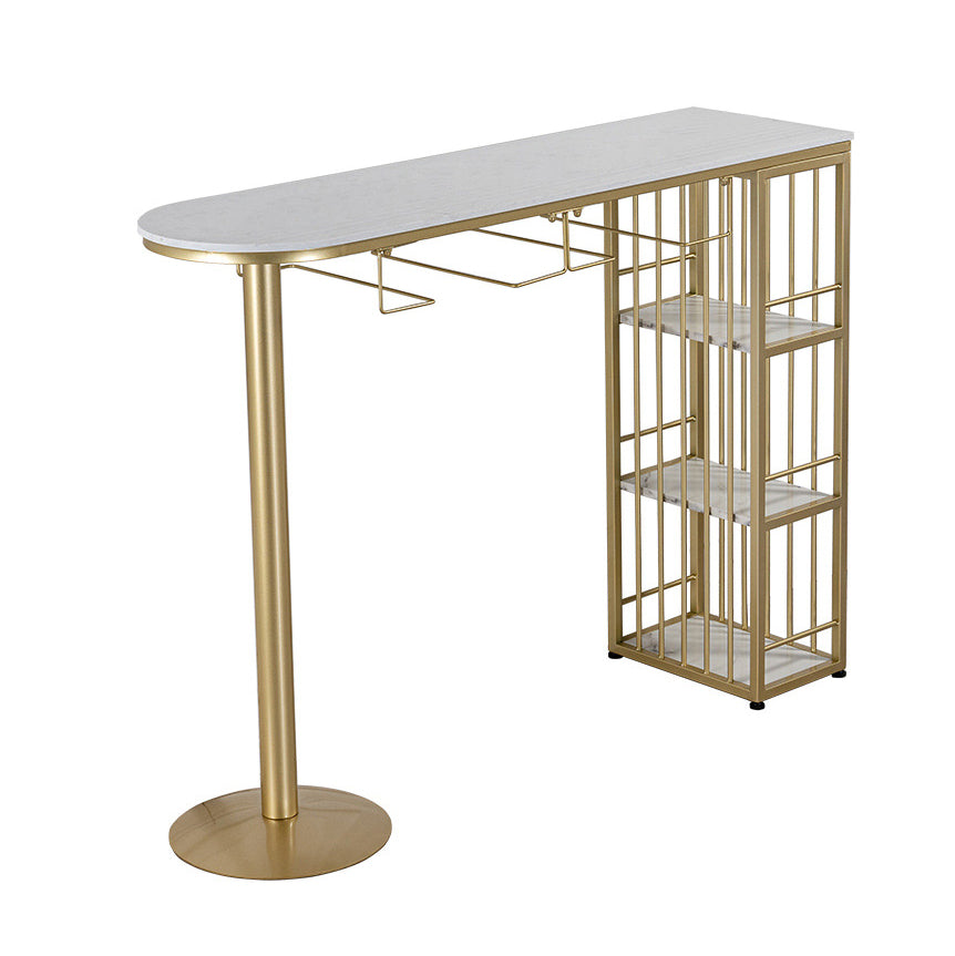 Modern Bar Table Artificial Marble Top 42-inch Height Pub Table for Dining Room Gold Without Chairs Clearhalo 'Bar Furniture' 'Bar Tables' 'bar_tables' 'furn' 'furn_bar_tables' 'Furniture' 'furniture_bar_tables' 'Kitchen & Dining Furniture' 4852467