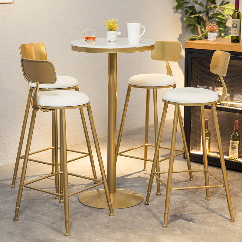 Artificial Marble Bar Table Glam Style Gold Base Bistro Table for Indoor 21.7"L x 21.7"W x 37.4"H Round Clearhalo 'Bar Furniture' 'Bar Tables' 'bar_tables' 'Furniture' 'furniture_bar_tables' 'Kitchen & Dining Furniture' 4852515