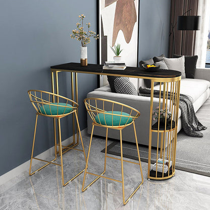 Contemporary Bar Table 42-inch Height Stone Top and Iron Base Bistro Table Black-Gold Without Chairs Clearhalo 'Bar Furniture' 'Bar Tables' 'bar_tables' 'furn' 'furn_bar_tables' 'Furniture' 'furniture_bar_tables' 'Kitchen & Dining Furniture' 4852562