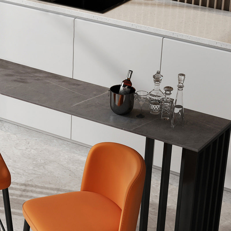 Contemporary Bar Table 42-inch Height Stone Top and Metal Base Bistro Table Clearhalo 'Bar Furniture' 'Bar Tables' 'bar_tables' 'furn' 'furn_bar_tables' 'Furniture' 'furniture_bar_tables' 'Kitchen & Dining Furniture' 4852575