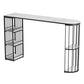 Nordic Style Bar Table Stone Top Metal Base Pub Table with Shelf for Living Room Black Without Chairs Clearhalo 'Bar Furniture' 'Bar Tables' 'bar_tables' 'furn' 'furn_bar_tables' 'Furniture' 'furniture_bar_tables' 'Kitchen & Dining Furniture' 4852594