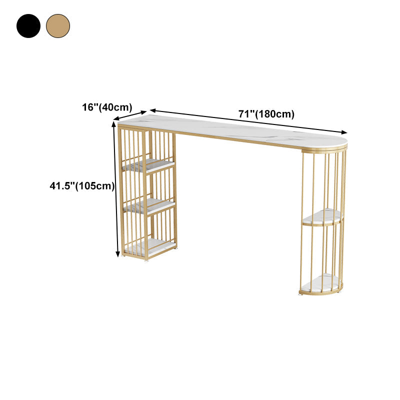 Nordic Style Bar Table Stone Top Metal Base Pub Table with Shelf for Living Room Clearhalo 'Bar Furniture' 'Bar Tables' 'bar_tables' 'furn' 'furn_bar_tables' 'Furniture' 'furniture_bar_tables' 'Kitchen & Dining Furniture' 4852599