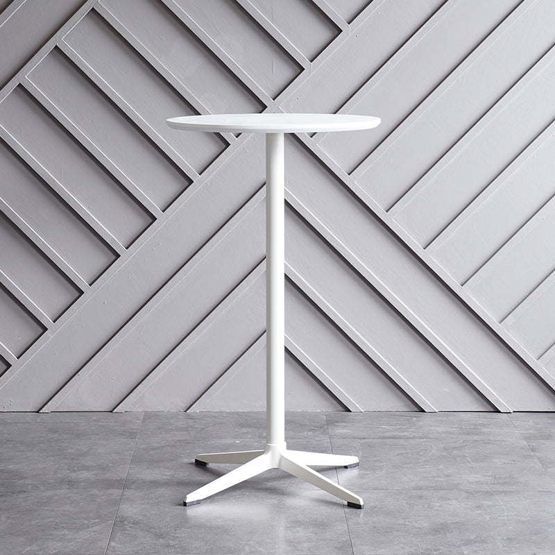 Industrial Aluminium Bar Dining Table Round Indoor Bistro Table with Engineered Wood Top White Clearhalo 'Bar Furniture' 'Bar Tables' 'bar_tables' 'Furniture' 'furniture_bar_tables' 'Kitchen & Dining Furniture' 4852601