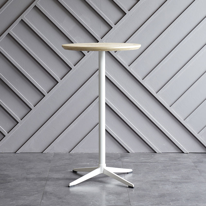 Industrial Aluminium Bar Dining Table Round Indoor Bistro Table with Engineered Wood Top Natural Clearhalo 'Bar Furniture' 'Bar Tables' 'bar_tables' 'Furniture' 'furniture_bar_tables' 'Kitchen & Dining Furniture' 4852603