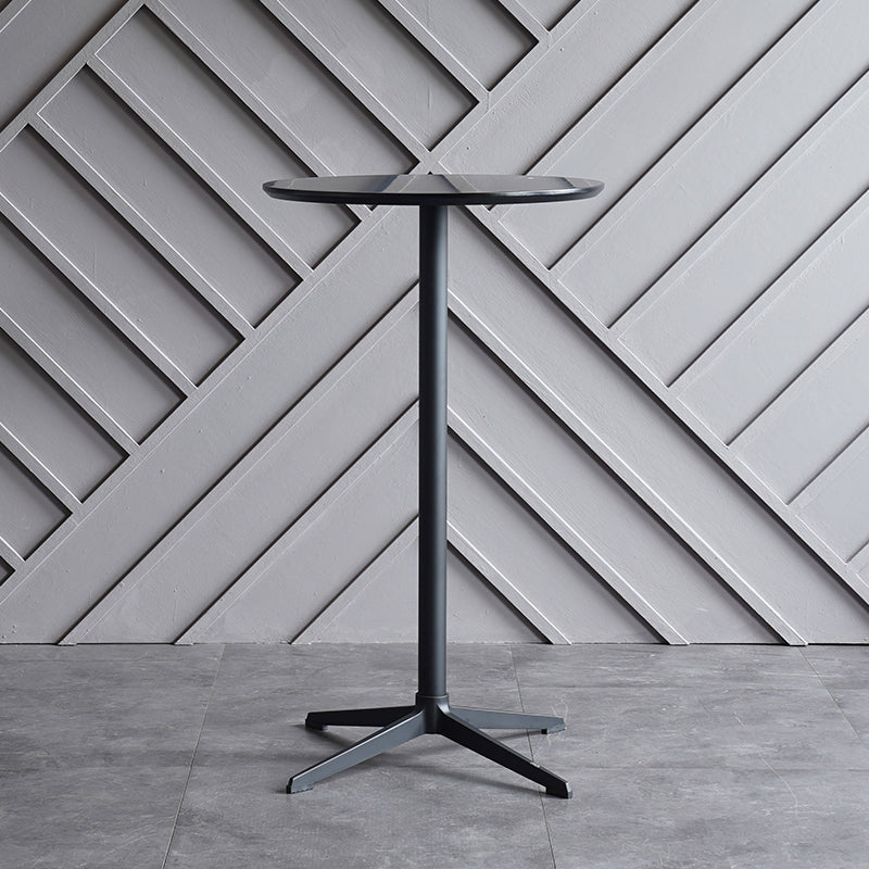 Industrial Aluminium Bar Dining Table Round Indoor Bistro Table with Engineered Wood Top Black Clearhalo 'Bar Furniture' 'Bar Tables' 'bar_tables' 'Furniture' 'furniture_bar_tables' 'Kitchen & Dining Furniture' 4852604