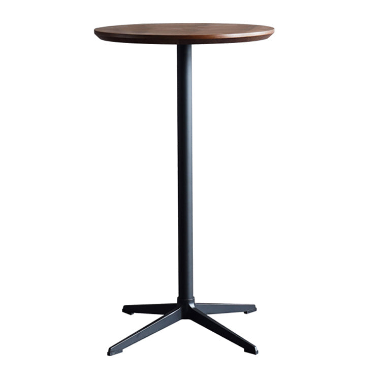 Industrial Aluminium Bar Dining Table Round Indoor Bistro Table with Engineered Wood Top Walnut Clearhalo 'Bar Furniture' 'Bar Tables' 'bar_tables' 'Furniture' 'furniture_bar_tables' 'Kitchen & Dining Furniture' 4852605
