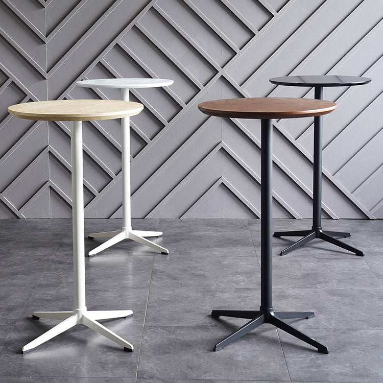 Industrial Aluminium Bar Dining Table Round Indoor Bistro Table with Engineered Wood Top Clearhalo 'Bar Furniture' 'Bar Tables' 'bar_tables' 'Furniture' 'furniture_bar_tables' 'Kitchen & Dining Furniture' 4852613