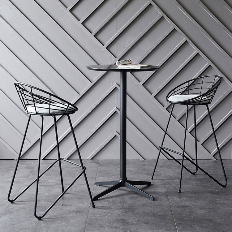 Industrial Aluminium Bar Dining Table Round Indoor Bistro Table with Engineered Wood Top Clearhalo 'Bar Furniture' 'Bar Tables' 'bar_tables' 'Furniture' 'furniture_bar_tables' 'Kitchen & Dining Furniture' 4852615