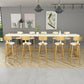 Glam Iron Bar Dining Table White Wood Rectangle Indoor Bistro Table with Footrest 78.7"L x 15.7"W x 41.3"H Without Chairs Clearhalo 'Bar Furniture' 'Bar Tables' 'bar_tables' 'furn' 'furn_bar_tables' 'Furniture' 'furniture_bar_tables' 'Kitchen & Dining Furniture' 4852622