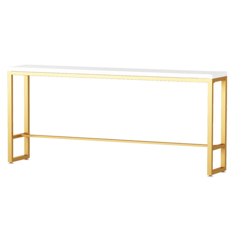 Glam Iron Bar Dining Table White Wood Rectangle Indoor Bistro Table with Footrest Without Chairs Clearhalo 'Bar Furniture' 'Bar Tables' 'bar_tables' 'furn' 'furn_bar_tables' 'Furniture' 'furniture_bar_tables' 'Kitchen & Dining Furniture' 4852629