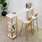Glam Iron Bar Dining Table White Wood Rectangle Indoor Bistro Table with Shelf 78.7"L x 15.7"W x 41.3"H Without Chairs Clearhalo 'Bar Furniture' 'Bar Tables' 'bar_tables' 'furn' 'furn_bar_tables' 'Furniture' 'furniture_bar_tables' 'Kitchen & Dining Furniture' 4852642