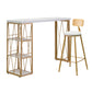 Glam Iron Bar Dining Table White Wood Rectangle Indoor Bistro Table with Shelf Clearhalo 'Bar Furniture' 'Bar Tables' 'bar_tables' 'furn' 'furn_bar_tables' 'Furniture' 'furniture_bar_tables' 'Kitchen & Dining Furniture' 4852645