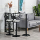Glam Gold Iron Bistro Table White Stone Top Indoor Bar Dining Table with Shelf 70.9"L x 15.7"W x 41.3"H Black Without Chairs Clearhalo 'Bar Furniture' 'Bar Tables' 'bar_tables' 'furn' 'furn_bar_tables' 'Furniture' 'furniture_bar_tables' 'Kitchen & Dining Furniture' 4852659