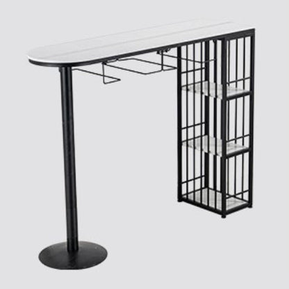 Glam Gold Iron Bistro Table White Stone Top Indoor Bar Dining Table with Shelf Black Without Chairs Clearhalo 'Bar Furniture' 'Bar Tables' 'bar_tables' 'furn' 'furn_bar_tables' 'Furniture' 'furniture_bar_tables' 'Kitchen & Dining Furniture' 4852666