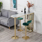 Glam Gold Iron Bistro Table White Stone Top Indoor Bar Dining Table with Shelf Clearhalo 'Bar Furniture' 'Bar Tables' 'bar_tables' 'furn' 'furn_bar_tables' 'Furniture' 'furniture_bar_tables' 'Kitchen & Dining Furniture' 4852668