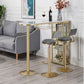 Glam Gold Iron Bistro Table White Stone Top Indoor Bar Dining Table with Shelf Clearhalo 'Bar Furniture' 'Bar Tables' 'bar_tables' 'furn' 'furn_bar_tables' 'Furniture' 'furniture_bar_tables' 'Kitchen & Dining Furniture' 4852670