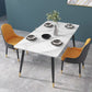 Modern Style Sintered Stone Dining Table Set 1/3/5/7 Pieces Dining Set for Home 3 Pieces: Table, 2 Orange Chairs Clearhalo 'Dining Room Sets' 'Dining Tables & Seating' 'dining_room_set' 'furn' 'furn_dining_room_set' 'Furniture' 'furniture_dining_room_set' 'Kitchen & Dining Furniture' 4852701