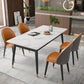Modern Style Sintered Stone Dining Table Set 1/3/5/7 Pieces Dining Set for Home 5 Pieces: Table, 4 Orange Chairs Clearhalo 'Dining Room Sets' 'Dining Tables & Seating' 'dining_room_set' 'furn' 'furn_dining_room_set' 'Furniture' 'furniture_dining_room_set' 'Kitchen & Dining Furniture' 4852702