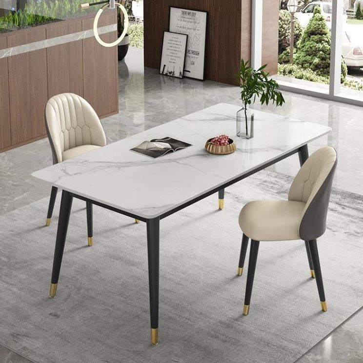 Modern Style Sintered Stone Dining Table Set 1/3/5/7 Pieces Dining Set for Home 3 Pieces: Table, 2 Beige Chairs Clearhalo 'Dining Room Sets' 'Dining Tables & Seating' 'dining_room_set' 'furn' 'furn_dining_room_set' 'Furniture' 'furniture_dining_room_set' 'Kitchen & Dining Furniture' 4852703