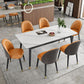 Modern Style Sintered Stone Dining Table Set 1/3/5/7 Pieces Dining Set for Home 7 Pieces: Table, 6 Orange Chairs Clearhalo 'Dining Room Sets' 'Dining Tables & Seating' 'dining_room_set' 'furn' 'furn_dining_room_set' 'Furniture' 'furniture_dining_room_set' 'Kitchen & Dining Furniture' 4852706