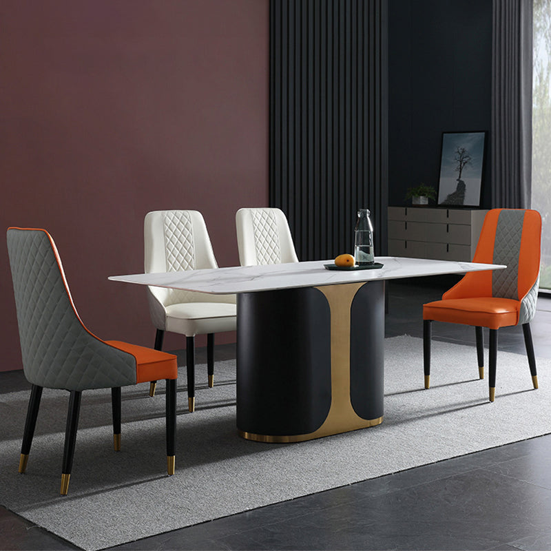Glam Style Sintered Stone Dining Set 1/2/3/5/7 Pieces Dining Set for Dining Areas 5 Pieces: Table, 4 Chairs Clearhalo 'Dining Room Sets' 'Dining Tables & Seating' 'dining_room_set' 'furn' 'furn_dining_room_set' 'Furniture' 'furniture_dining_room_set' 'Kitchen & Dining Furniture' 4852737