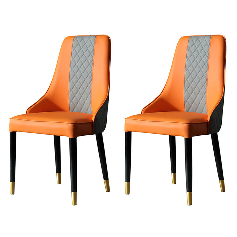 Glam Style Sintered Stone Dining Set 1/2/3/5/7 Pieces Dining Set for Dining Areas 2 Orange Chairs Clearhalo 'Dining Room Sets' 'Dining Tables & Seating' 'dining_room_set' 'furn' 'furn_dining_room_set' 'Furniture' 'furniture_dining_room_set' 'Kitchen & Dining Furniture' 4852739