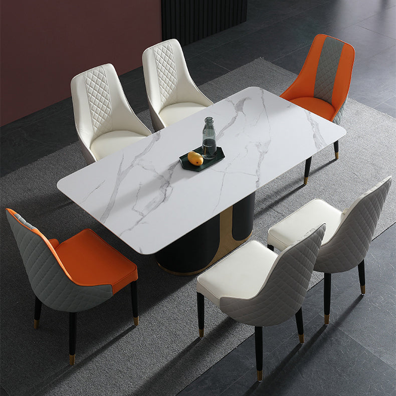 Glam Style Sintered Stone Dining Set 1/2/3/5/7 Pieces Dining Set for Dining Areas 7 Pieces: Table, 6 Chairs Clearhalo 'Dining Room Sets' 'Dining Tables & Seating' 'dining_room_set' 'furn' 'furn_dining_room_set' 'Furniture' 'furniture_dining_room_set' 'Kitchen & Dining Furniture' 4852740