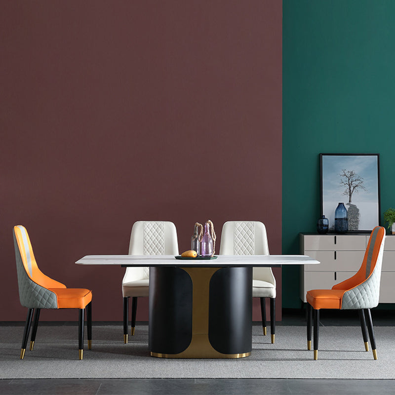 Glam Style Sintered Stone Dining Set 1/2/3/5/7 Pieces Dining Set for Dining Areas Clearhalo 'Dining Room Sets' 'Dining Tables & Seating' 'dining_room_set' 'furn' 'furn_dining_room_set' 'Furniture' 'furniture_dining_room_set' 'Kitchen & Dining Furniture' 4852742