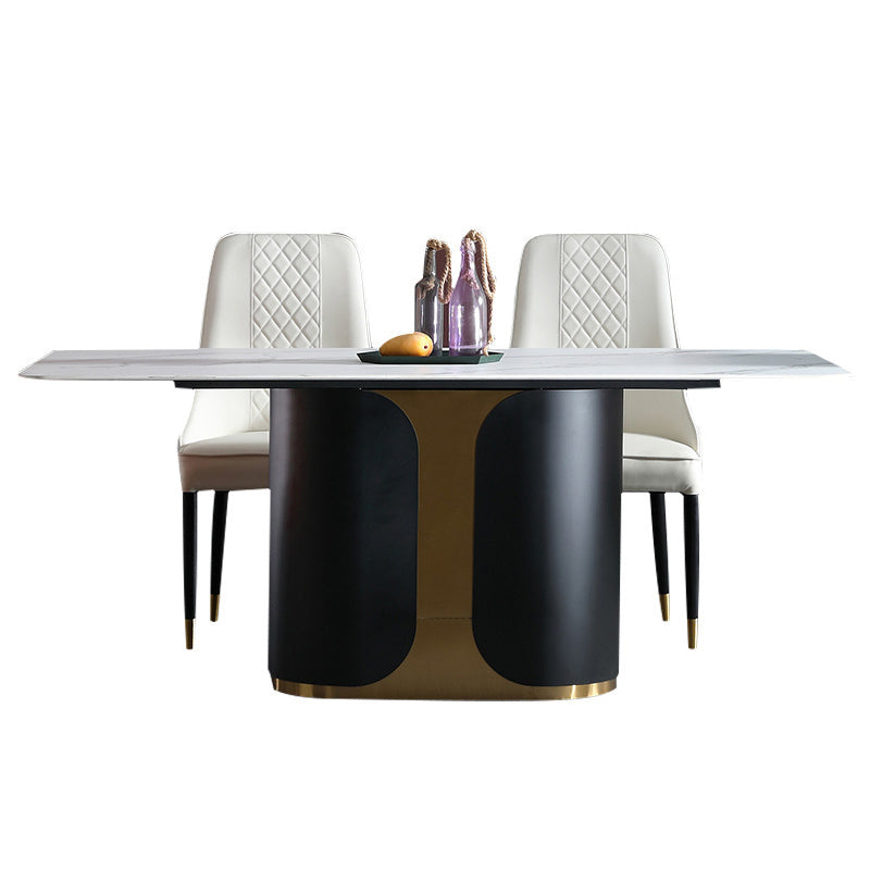 Glam Style Sintered Stone Dining Set 1/2/3/5/7 Pieces Dining Set for Dining Areas 3 Pieces: Table, 2 Chairs Clearhalo 'Dining Room Sets' 'Dining Tables & Seating' 'dining_room_set' 'furn' 'furn_dining_room_set' 'Furniture' 'furniture_dining_room_set' 'Kitchen & Dining Furniture' 4852743