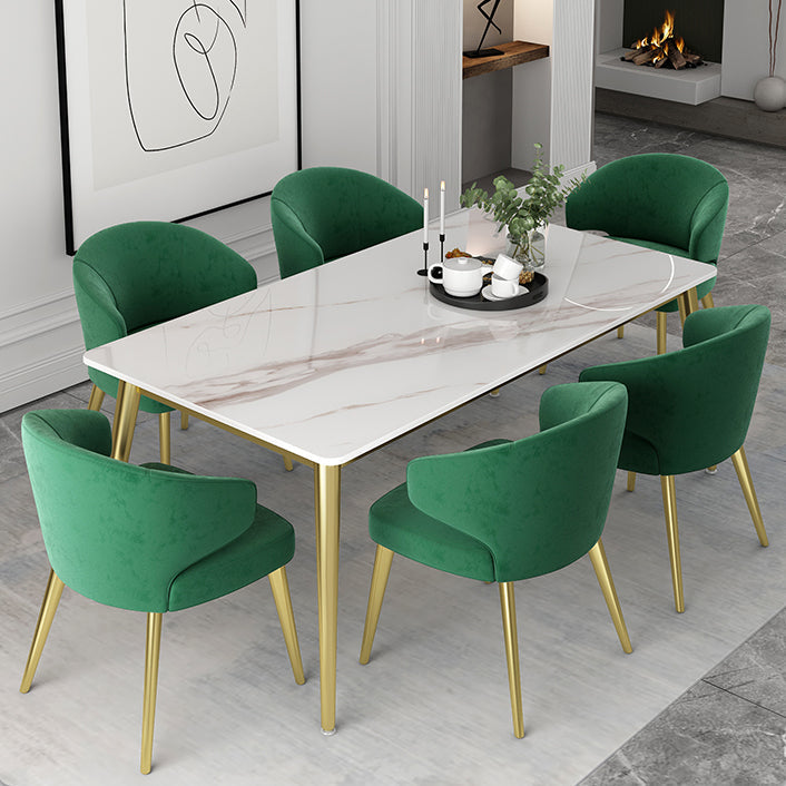 Glam Sintered Stone Dining Table Set 1/4/5/7 Pieces Dining Set Clearhalo 'Dining Room Sets' 'Dining Tables & Seating' 'dining_room_set' 'furn' 'furn_dining_room_set' 'Furniture' 'furniture_dining_room_set' 'Kitchen & Dining Furniture' 4852754