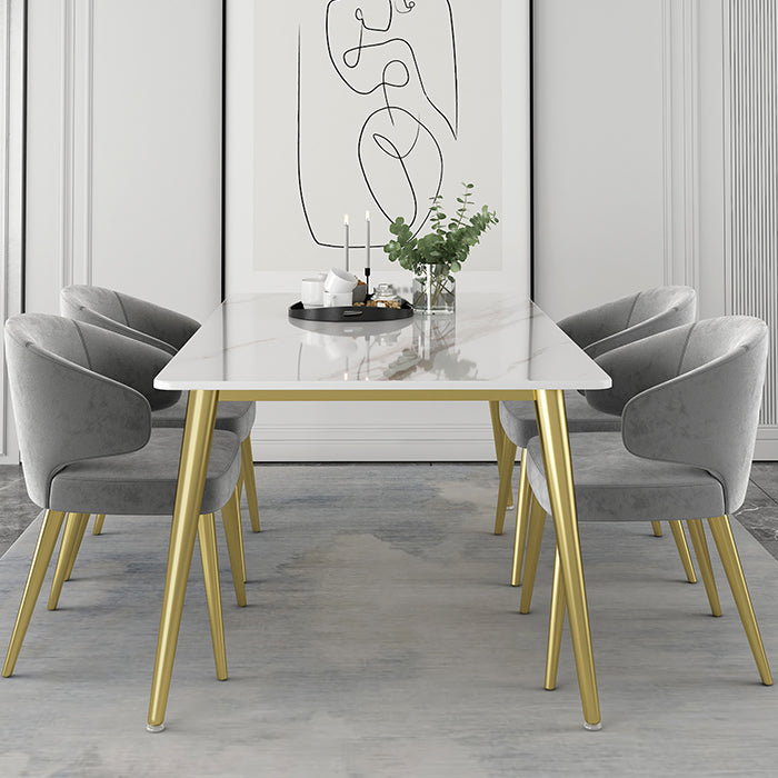 Glam White Sintered Stone Dining Table Set 1/4/5/7 Pieces Dining Set Clearhalo 'Dining Room Sets' 'Dining Tables & Seating' 'dining_room_set' 'furn' 'furn_dining_room_set' 'Furniture' 'furniture_dining_room_set' 'Kitchen & Dining Furniture' 4852776