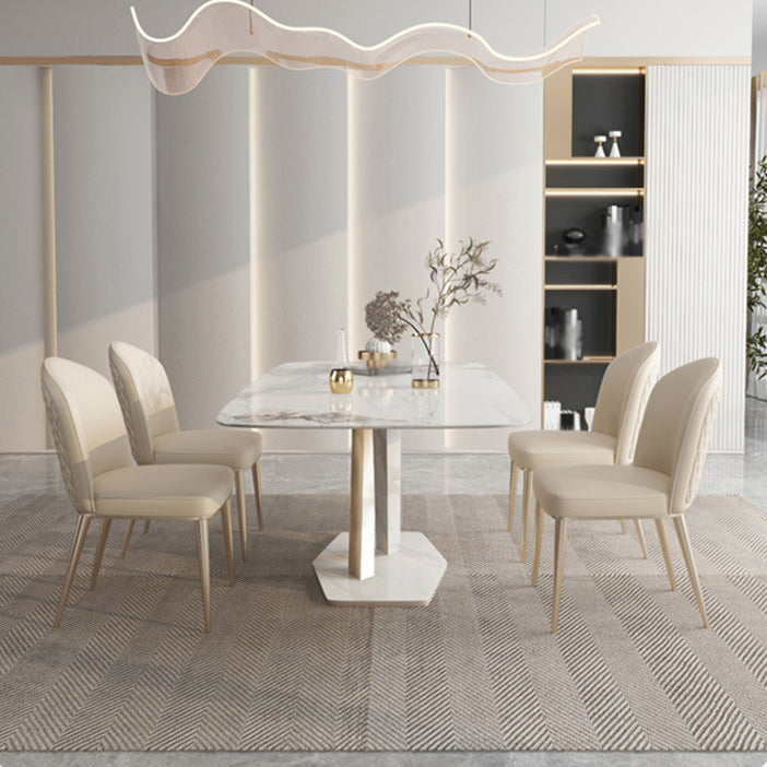 Glam Style Sintered Stone Dining Set 1/4/5/7/9 Pieces Dining Set 5 Pieces: Table, 4 Chairs Clearhalo 'Dining Room Sets' 'Dining Tables & Seating' 'dining_room_set' 'furn' 'furn_dining_room_set' 'Furniture' 'furniture_dining_room_set' 'Kitchen & Dining Furniture' 4852792