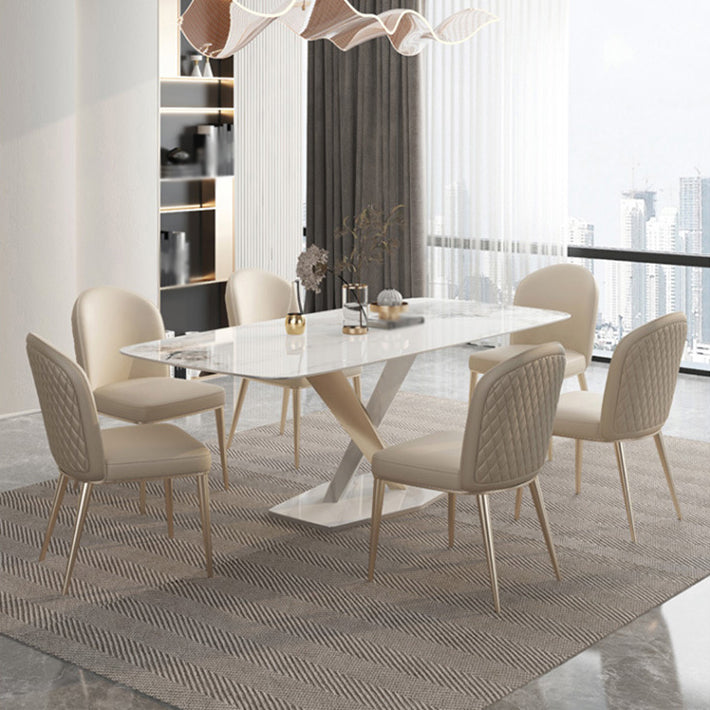 Glam Style Sintered Stone Dining Set 1/4/5/7/9 Pieces Dining Set Clearhalo 'Dining Room Sets' 'Dining Tables & Seating' 'dining_room_set' 'furn' 'furn_dining_room_set' 'Furniture' 'furniture_dining_room_set' 'Kitchen & Dining Furniture' 4852801